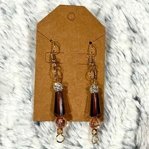 Elegant Gold and Purple Dangle Gold Earrings